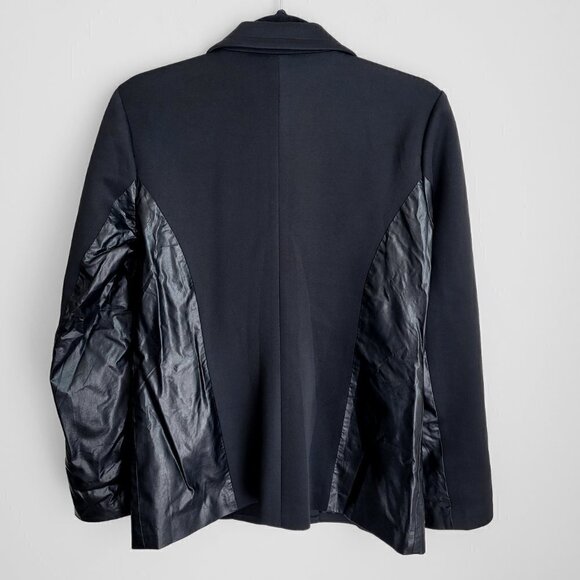NWT Redwood Court Black Cotton Faux Leather Trim Blazer - Picture 7 of 11